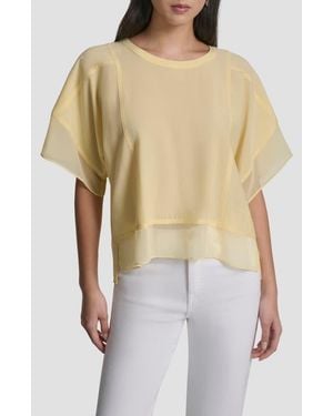 DKNY Mixed Media Dolman Sleeve Top - Multicolor