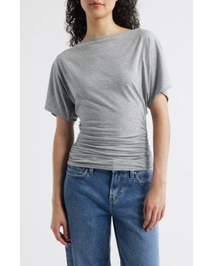 BDG Ruched Boat Neck Top - Gray