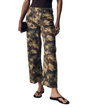Le Jean Print Crop Barrel Utility Jeans - Black
