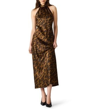 Steve Madden Alanah Leopard Print Halter Neck Midi Dress - Brown