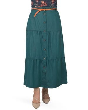 Standards & Practices Denim Maxi Peasant Skirt - Green