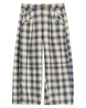 Damson Madder Mara Brushed Check Organic Cotton Pants - Blue