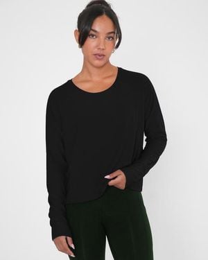 Rebody Active Sera Mid Length Boxy Nylon Long Sleeve Top - Black