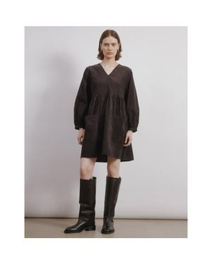 Albaray Short Cord Pocket Dress - Gray