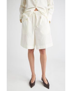 GIA STUDIOS Tori Pleated Taffeta Bermuda Shorts - White