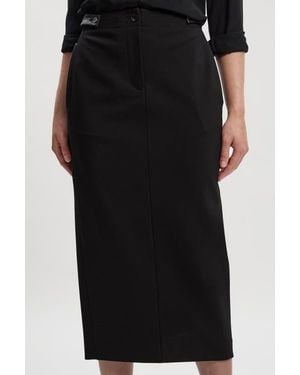 Karen Millen Ponte Pu Pencil Skirt - Black