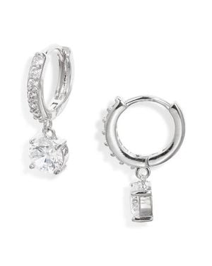 Nordstrom Cubic Zirconia Dangle Hoop Earrings - White