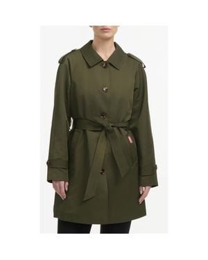 HUNTER Stacy Water Resistant Gabardine Trench Coat - Green