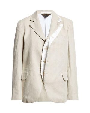 Comme des Garçons Deconstructued Single Breasted Linen Herringbone Blazer - White