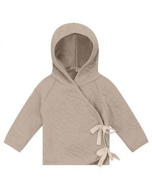 Bebe Bella Stars Front Neck Quilted Jacket - Gray