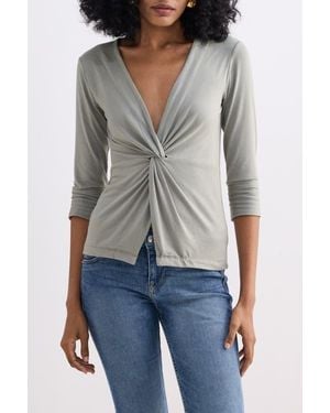 REISTOR Twist Front Knit Shirt - Gray
