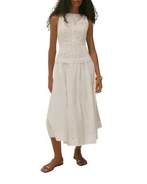 Mint Velvet Cotton Broderie Midi Dress - Natural