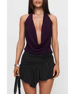 Princess Polly Carefree Days Plunge Cowl Neck Halter Top - Black