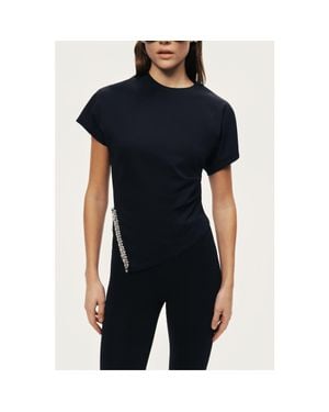 Nocturne Embellished Asymmetric T-Shirt - Black