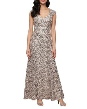 Alex Evenings Sequin Corded Lace Sleeveless Gown - Multicolor