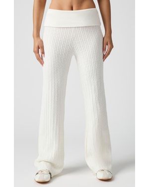 Florence By Mills Mini Cable Stitch Foldover Sweater Pants - White