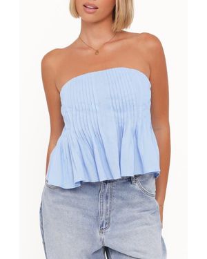 Petal & Pup Cagnes Pintuck Pleat Strapless Top - Blue