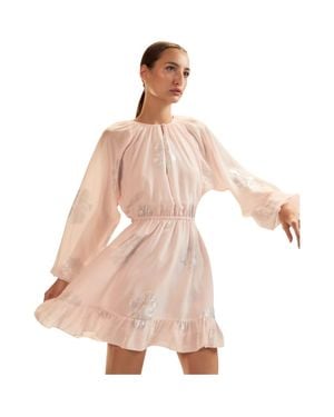 Cynthia Rowley Silk Lurex Dolman Sleeve Mini Dress - Pink