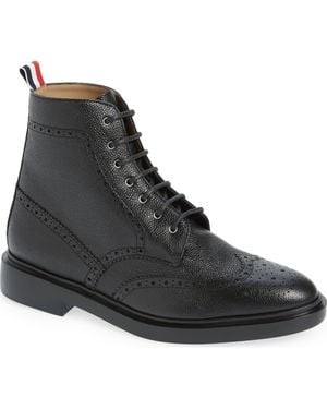 Thom Browne Classic Wingtip Lace-Up Boot - Black