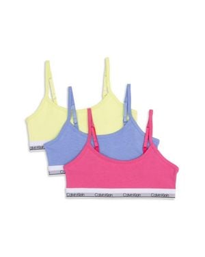 Calvin Klein Kids' Assorted 3-Pack Stretch Cotton Bralettes - Pink