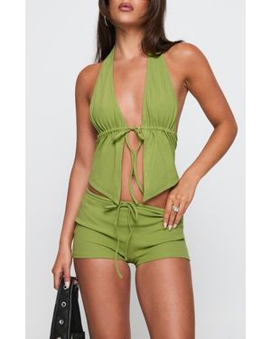Princess Polly Obviously Open Front Halter Top - Green