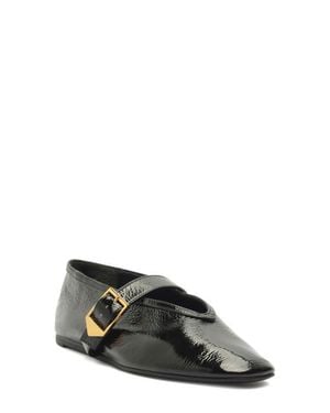 SCHUTZ SHOES Courtney Patent Leather Mary Jane Flat - Gray