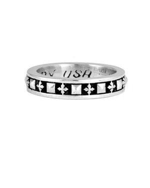 King Baby Studio Stackable Studded Ring With Mb Crosses - Black