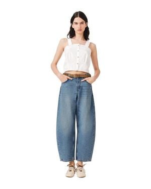 Maje Crop Top With Lace Trim - Blue