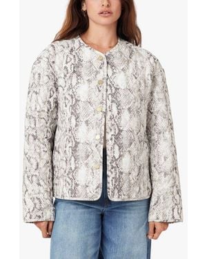 Habitual Snakeskin Print Quilted Jacket - Gray