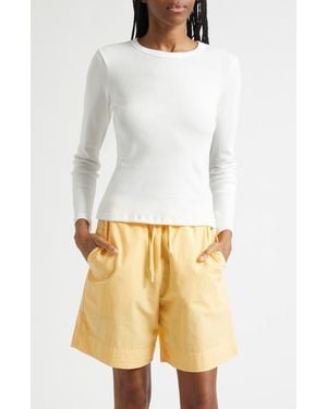 Leset Nando Knit Slim Fit Long Sleeve Top - White