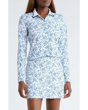 G/FORE Ditzy Floral Long Sleeve Tech Polo - Blue