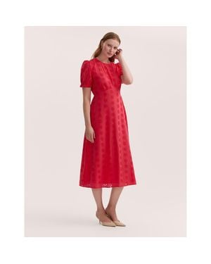 Finery London Mela Cotton Midi Tea Dress - Red