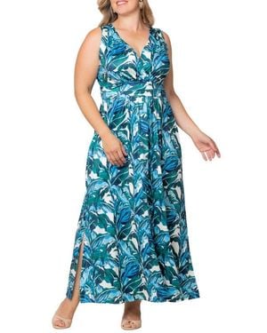Kiyonna Daniela Sleeveless Maxi Dress - Blue