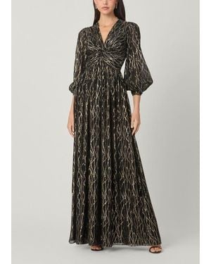 Shoshanna Midnight Rosalie Lurex Clip Chiffon Dress - Multicolor