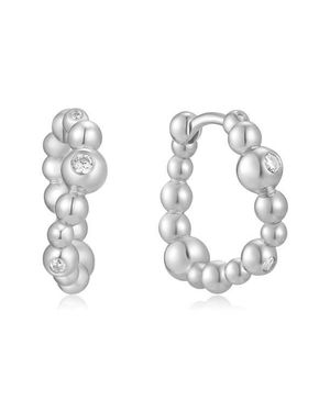 Ania Haie Beaded Huggie Hoop Earrings - White