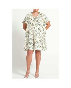 Estelle Oliviana Leaf Print Shift Dress - Natural