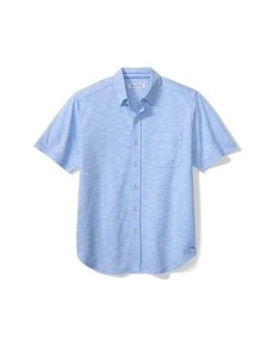 Tommy Bahama San Lucio Tides Islandzone Short Sleeve Cotton Blend Button-Up Shirt - Blue