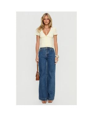 Princess Polly Goldie High Waist Wide Leg Jeans - Blue