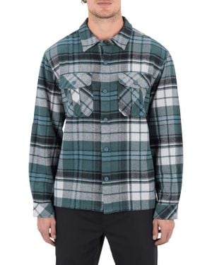 Hurley Santa Cruz Seaside Plaid Flannel Button-Up Shirt Jacket - Blue