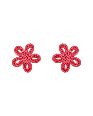 Oscar de la Renta Woven Flower Earrings - Red