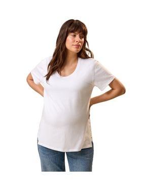 Kindred Bravely Relaxed Cotton Scoop Neck Maternity & Nursing Tee - White
