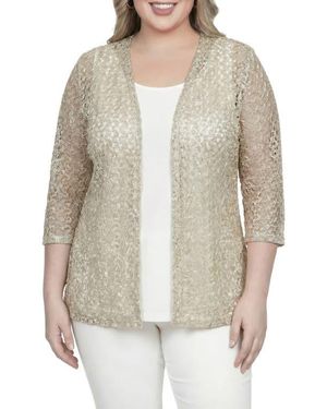 Standards & Practices Lace Open Front Cardigan - Natural