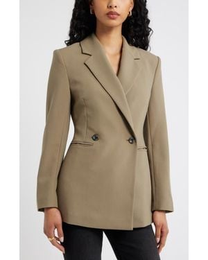Open Edit The Icon Double Breasted Blazer - Natural