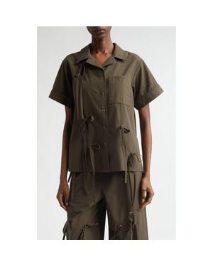 Renaissance Renaissance Bunny Bow Detail Cotton Camp Shirt - Brown