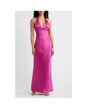 Princess Polly Odyssa Satin Halter Gown - Purple