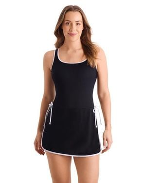 ShapeSolver Sport Chlorine Resistant Spa Squareneck Swimdress - Black