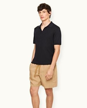 Orlebar Brown Alex Lino Relaxed Fit Italian Linen Drawcord Shorts - Blue