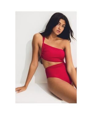 H&M One-Shoulder Cut-Out Swimsuit - Red