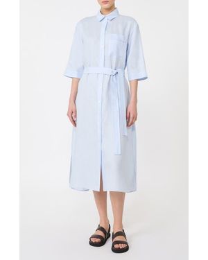 MM by Max Mara Tabella Belted Linen Shirtdress - White