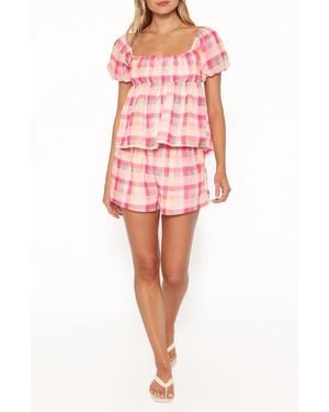 Petal & Pup Julia Puff Sleeve Top & Shorts Set - Red